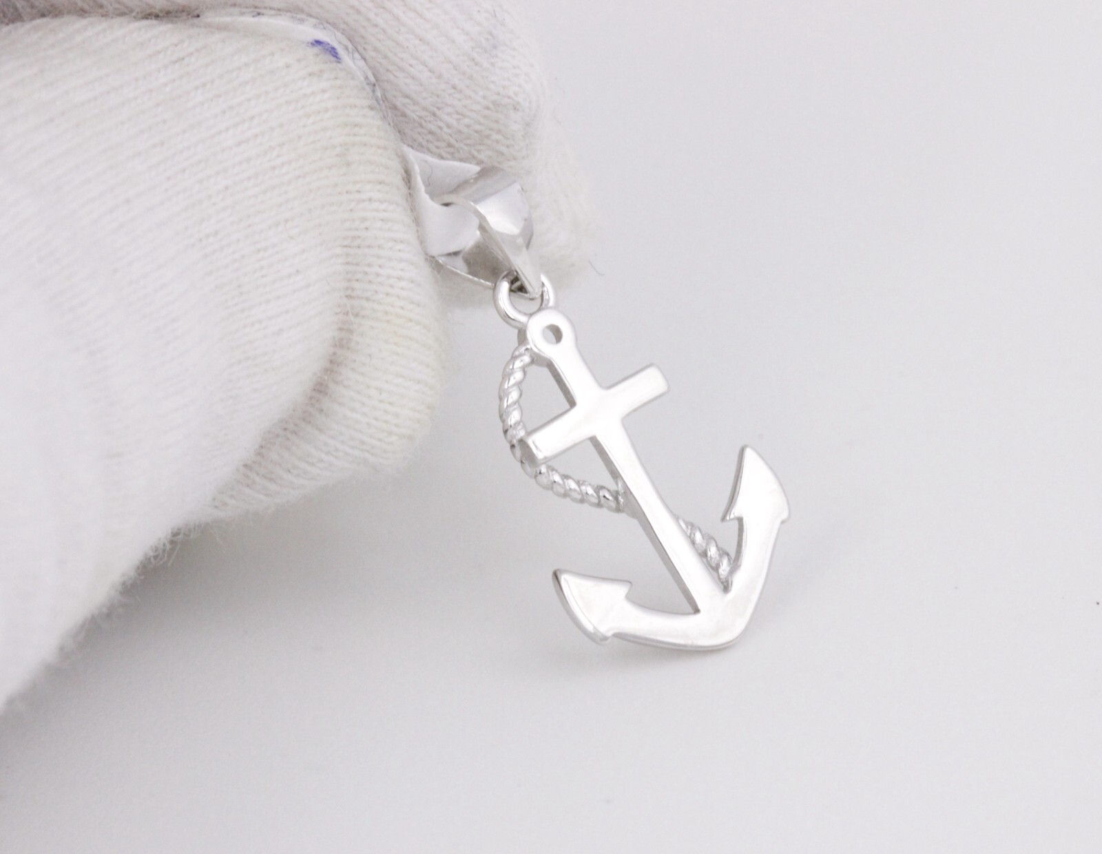 Women Men Solid 925 Sterling Silver 14mm Nautical Navy Anchor Pendant Lead Free