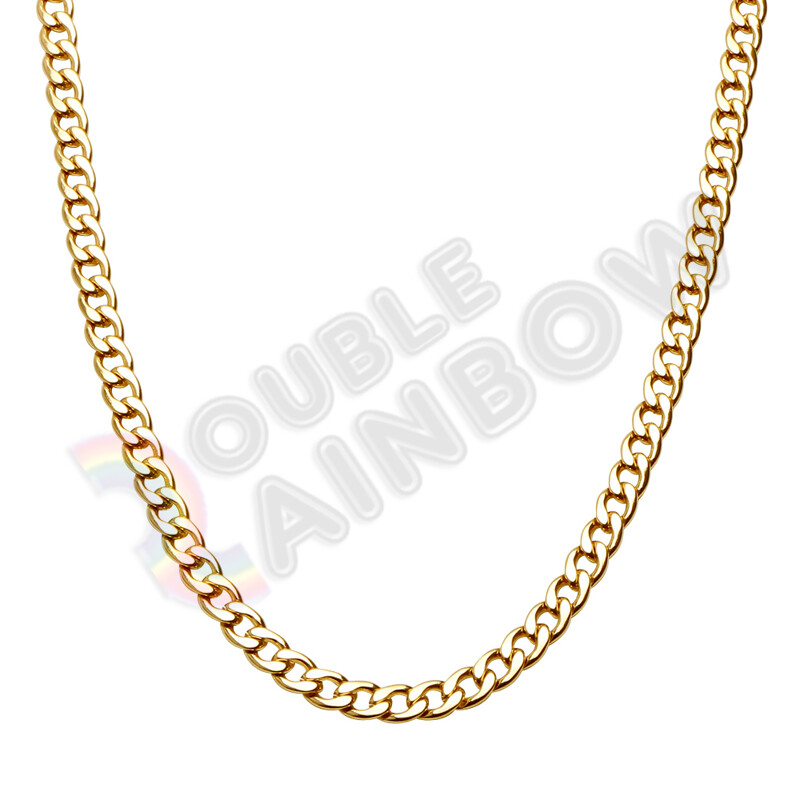 Men Women’s Stainless Steel 14K Gold Plated Cuban Curb Necklace Link 18-36″Chain