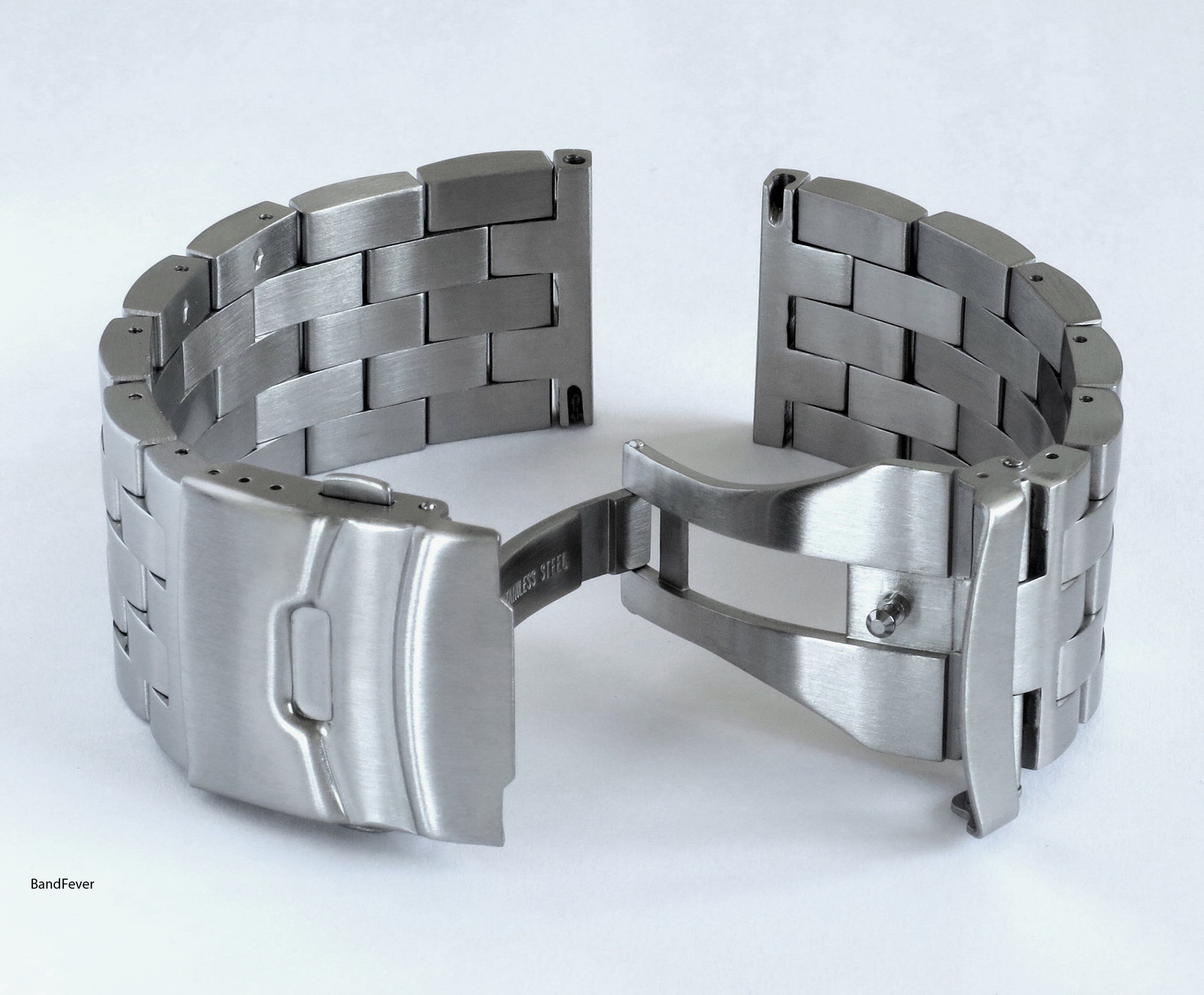20mm Strait Straight End Brushed Engineer Watch Bracelet, Solid Stainless Steel