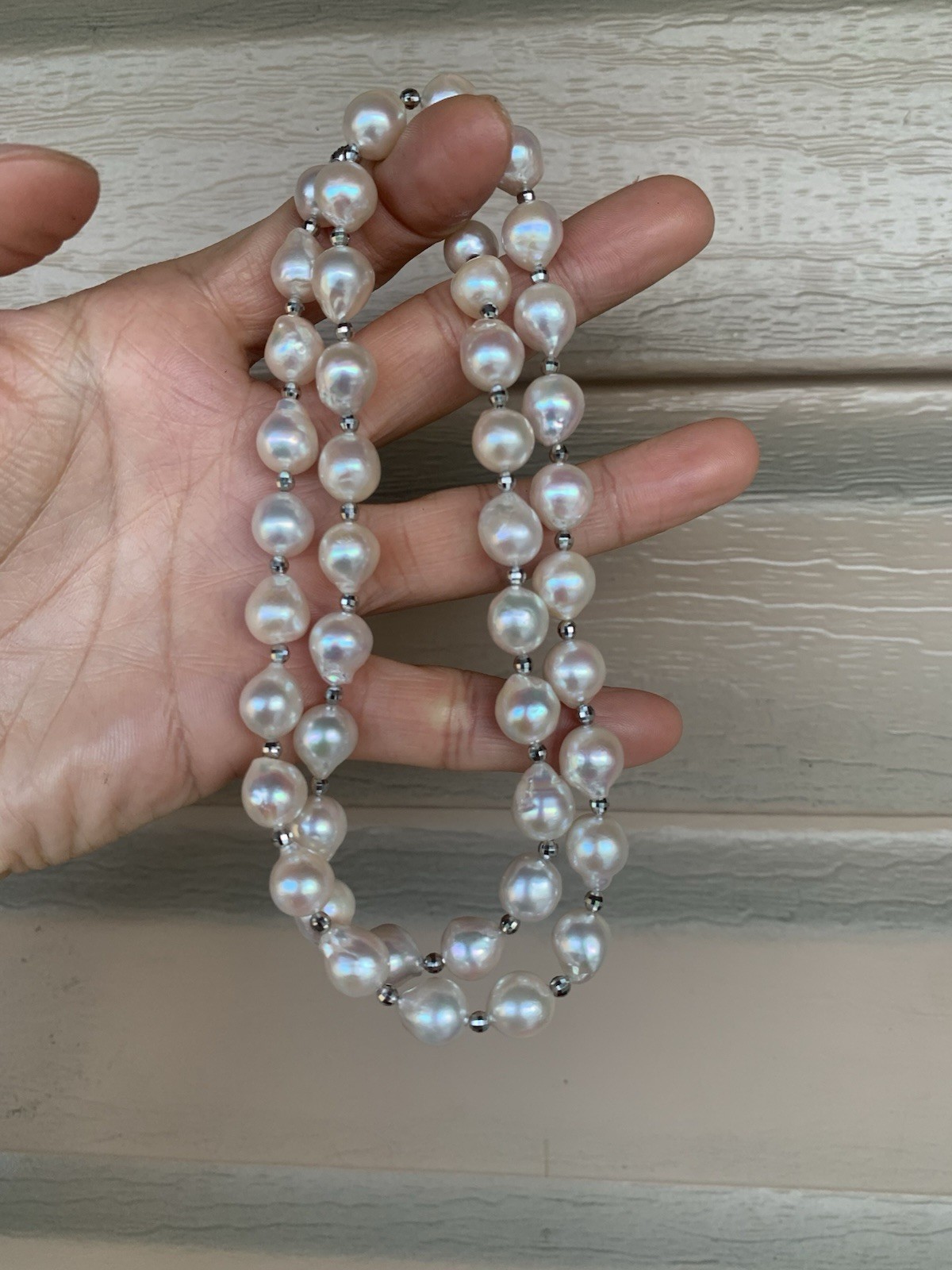 NEW 24” south sea saltwater Pearl beaded necklace 9mm baroque