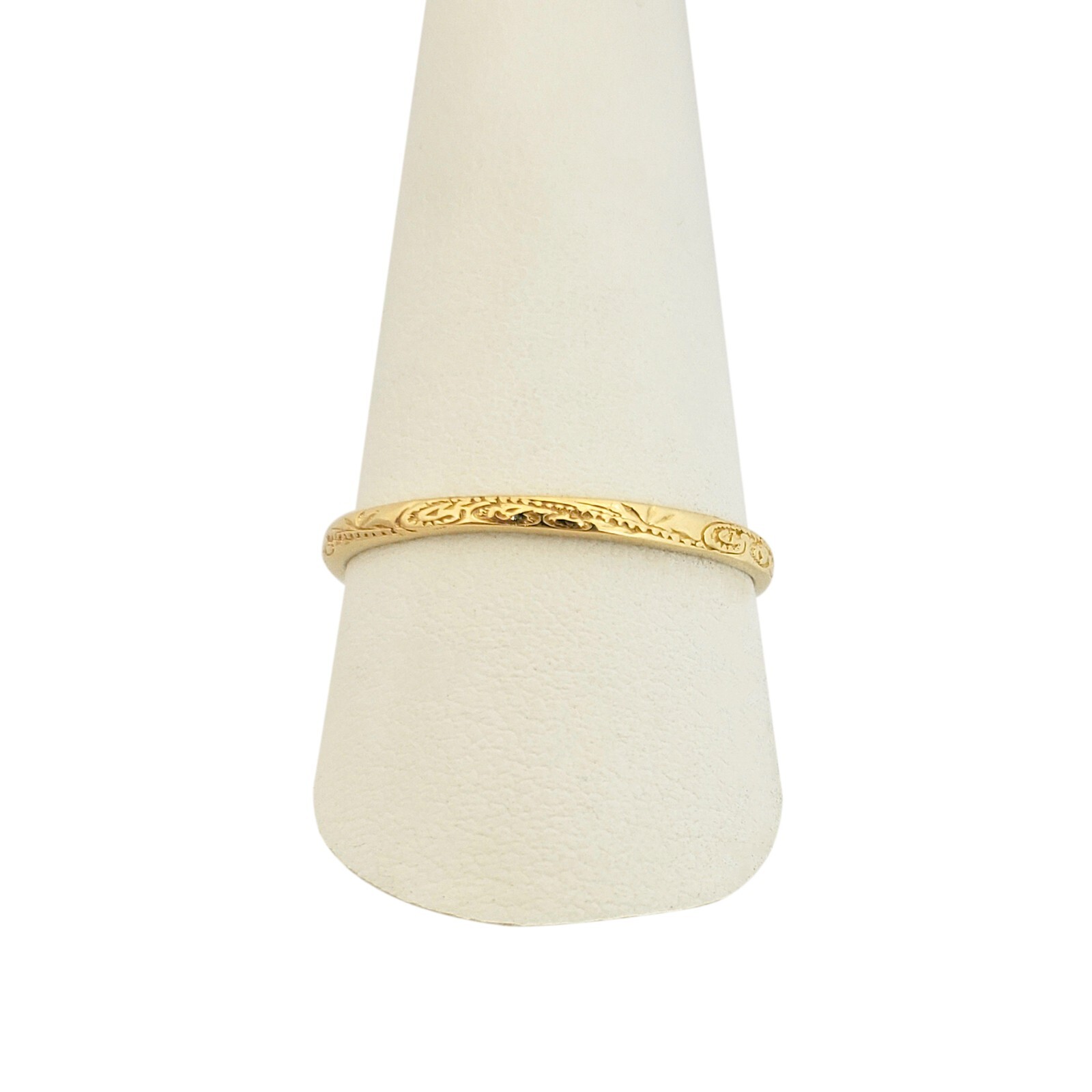 Solid 18K Women’s Yellow Gold Engraved Hawaiian Scroll Ring 2mm Midi Size 1 – 12