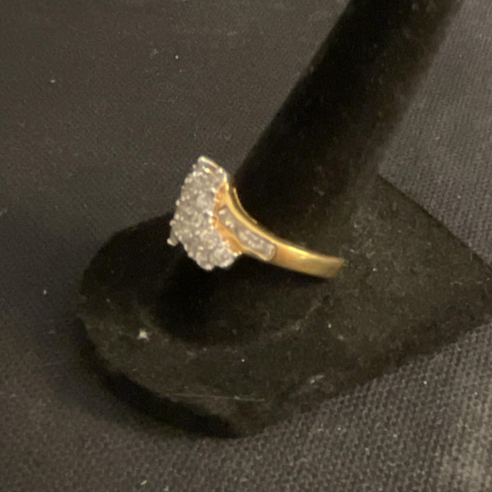 Yellow Gold Filled Cluster Flower Ring w/ Clear Stones, Size 8 Pre-Owned