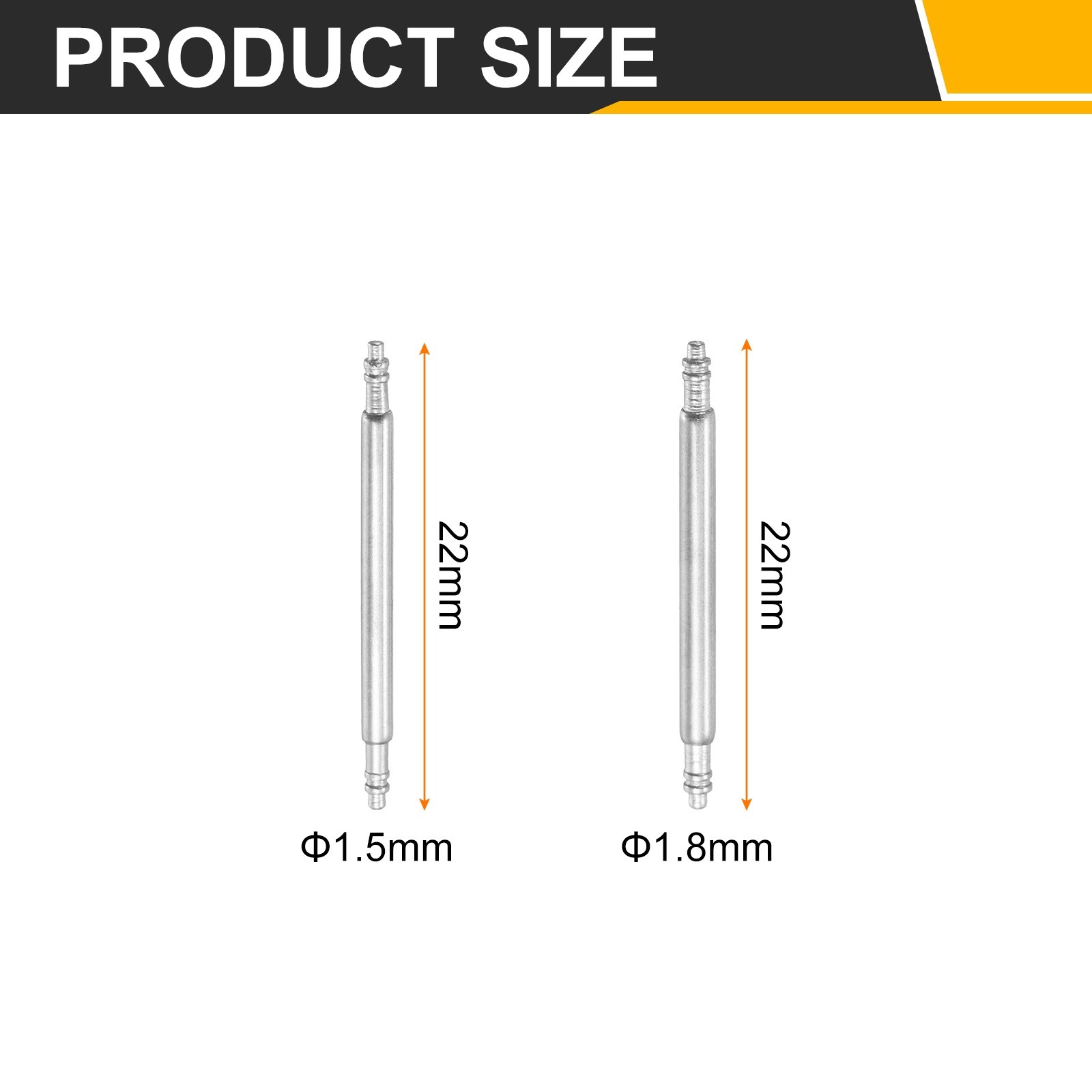 8Pcs, 22mm Watch Spring Bar Pins 1.5mm+1.8mm Diameter Stainless Steel Band Pins