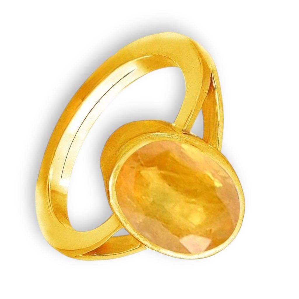 Certified 8.25 Ct Yellow Sapphire Ring Gold Plated Adjustable Men Women Gift