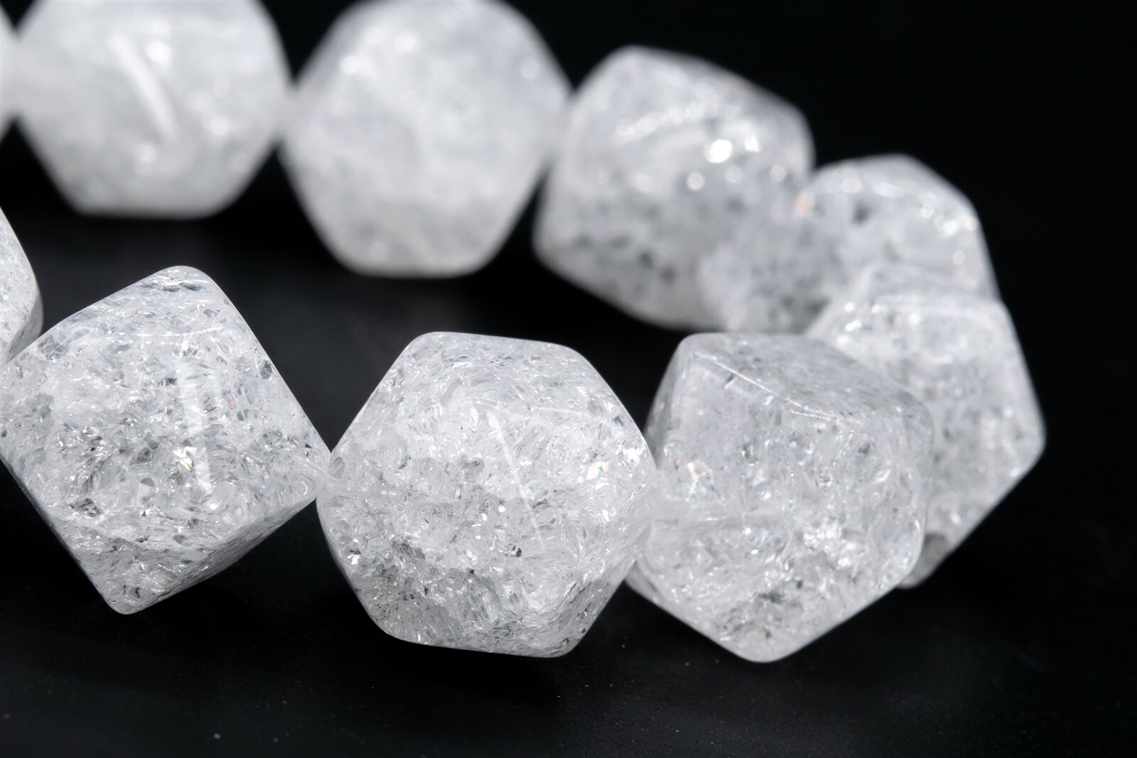 15x12MM White Crystal Quartz Crack Pattern Faceted Nugget Grade AAA Natural Bead