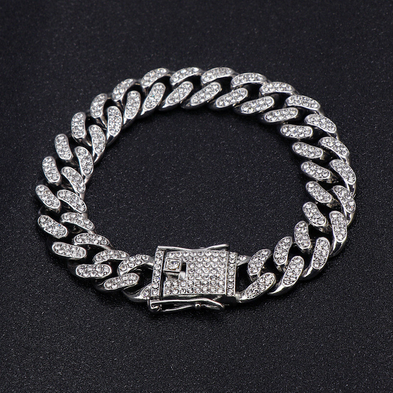 Men’s Gold Plated Iced CZ Out Solid Miami Cuban Link Bracelet Chain 12MM