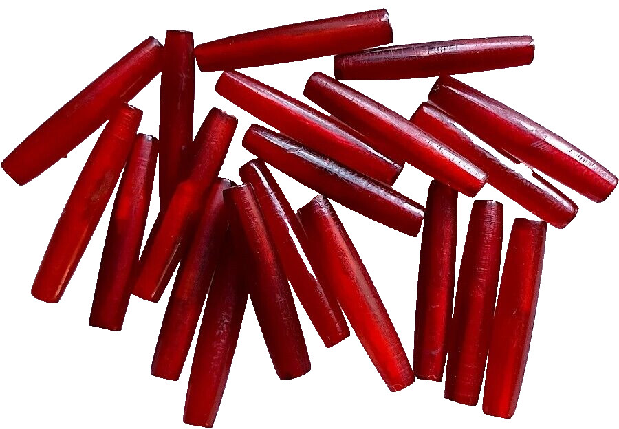 Beads, Buffalo Horn Hairpipe, 20 Pieces, 1.5 Inches, Red, 2.5 mm Beading Hole