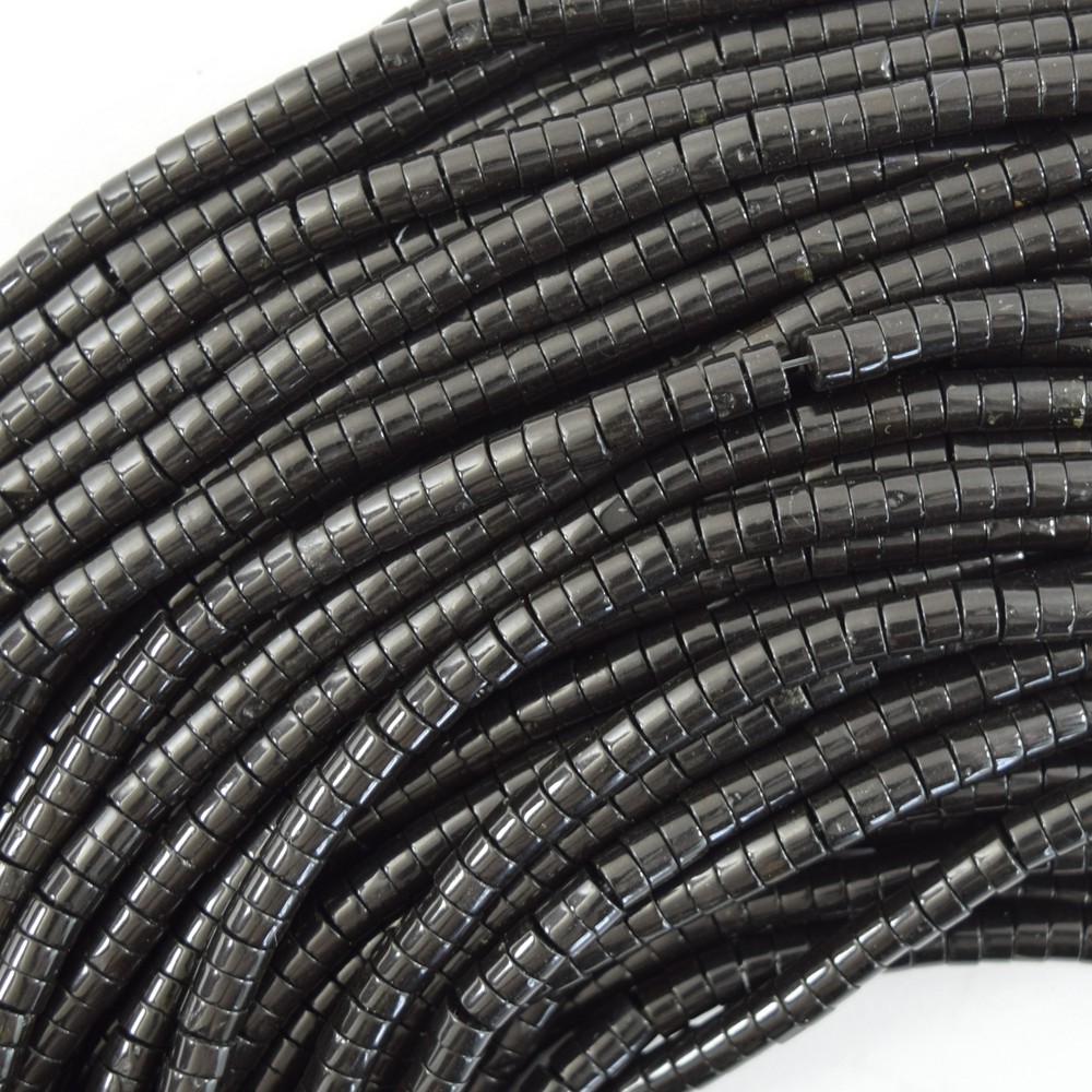4mm natural black obsidian heishi disc beads 15.5″ strand