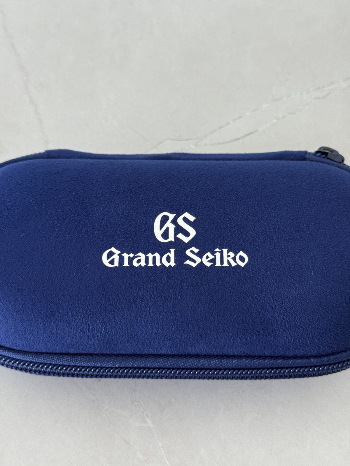 Grand Seiko Zip Watch Case Travel Pouch Blue Suede Clamshell