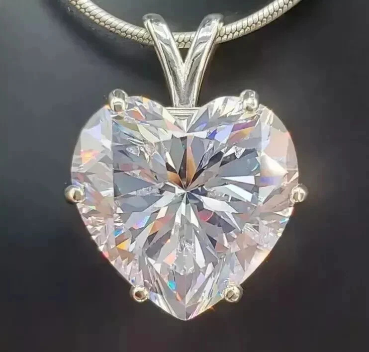 4.00 Ct Certified Lab Grown White Diamond Solitaire Heart Cut Pendant