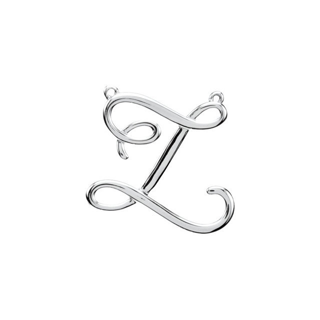 14K Gold or Silver Script Initial Necklace Center Pendant Chain Trim Letters A-Z