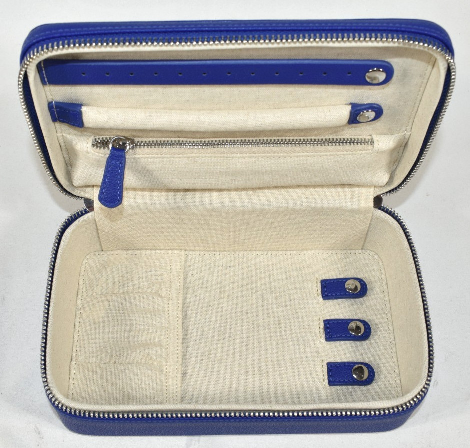 Mark and Graham Medium Travel Jewelry Case True Blue Blank No Mono NWOT
