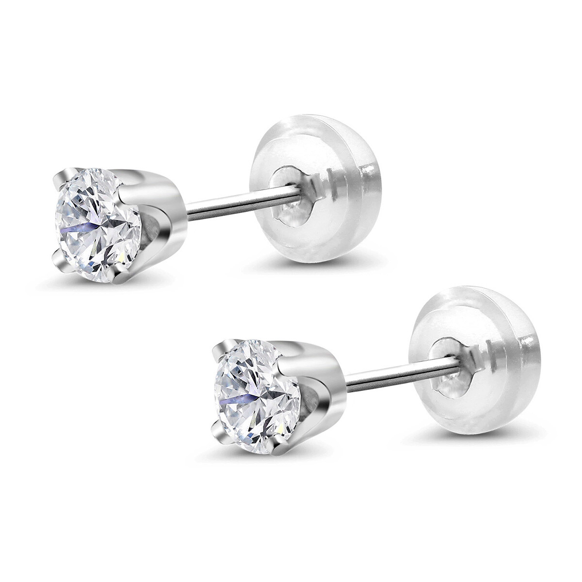 14K White Gold Lab Grown Diamond Stud Earrings | Gold Earrings For Women | E-F