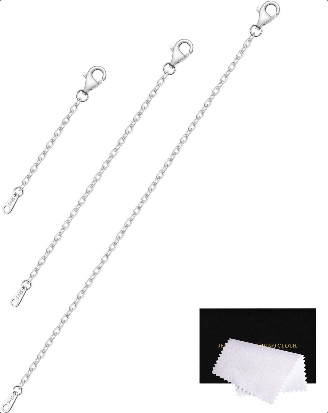 VANBARIS Sterling Silver Necklace Extenders for Women Silver Chain Extension …