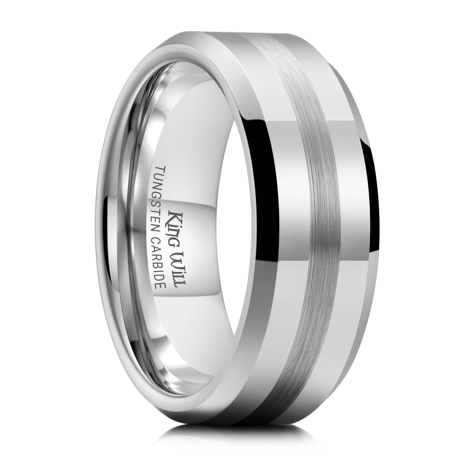 Classic Tungsten Carbide Men’s Wedding Band – Brushed Two Grooves, Hammered Desi