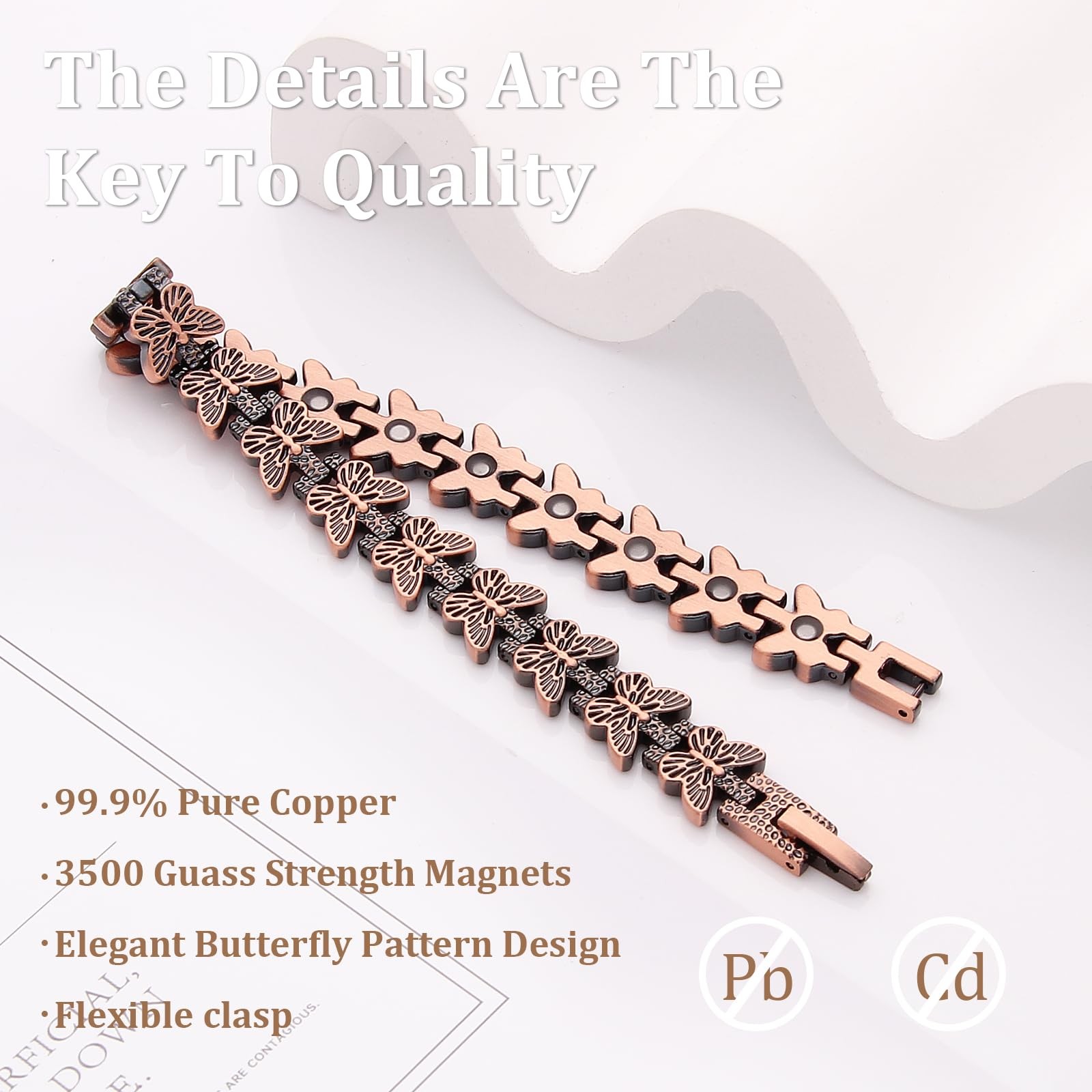 Strong Magnetic Therapy Copper Bracelet for Men Adjustable Arthritis Pain Relief