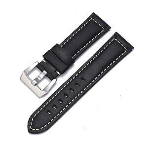 High Quality Brushed Genuine Leather Watch Bands Mens Rugged Strap 20/22/24/26mm