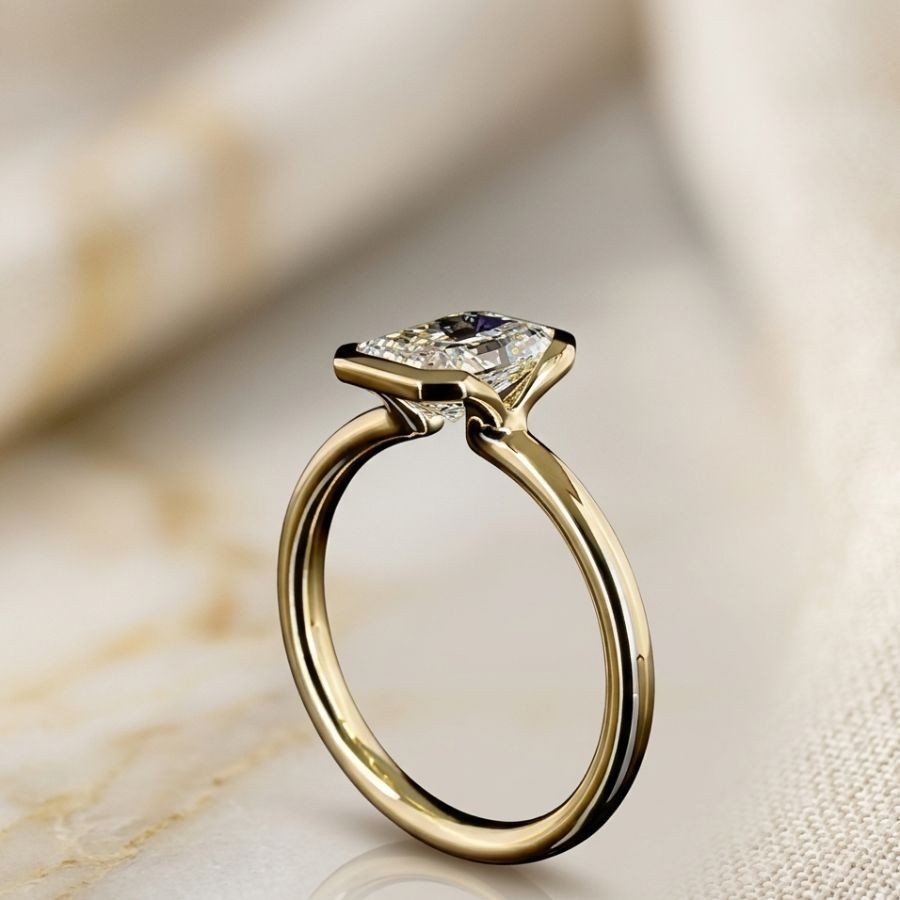 1.50 Ct Radiant-Cut Lab Grown Diamond Wedding Engagement Ring 14k Yellow Gold