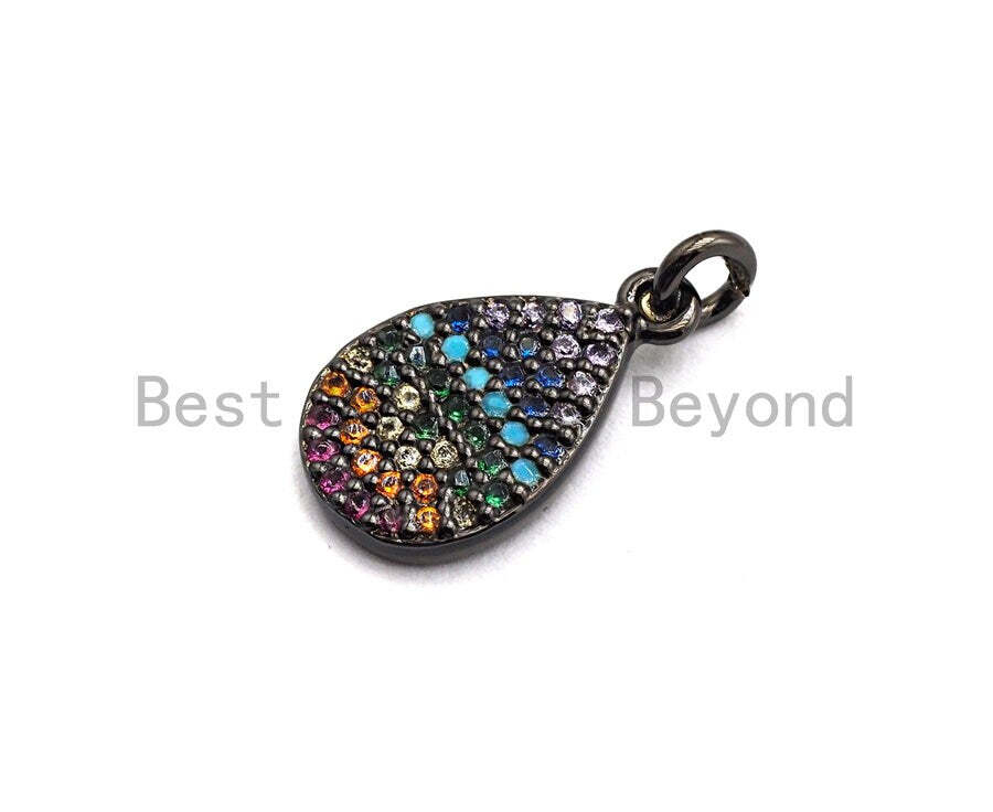 Multicolor CZ Teardrop Shaped Charm for Jewelry Making, 9x15mm – sku#F746