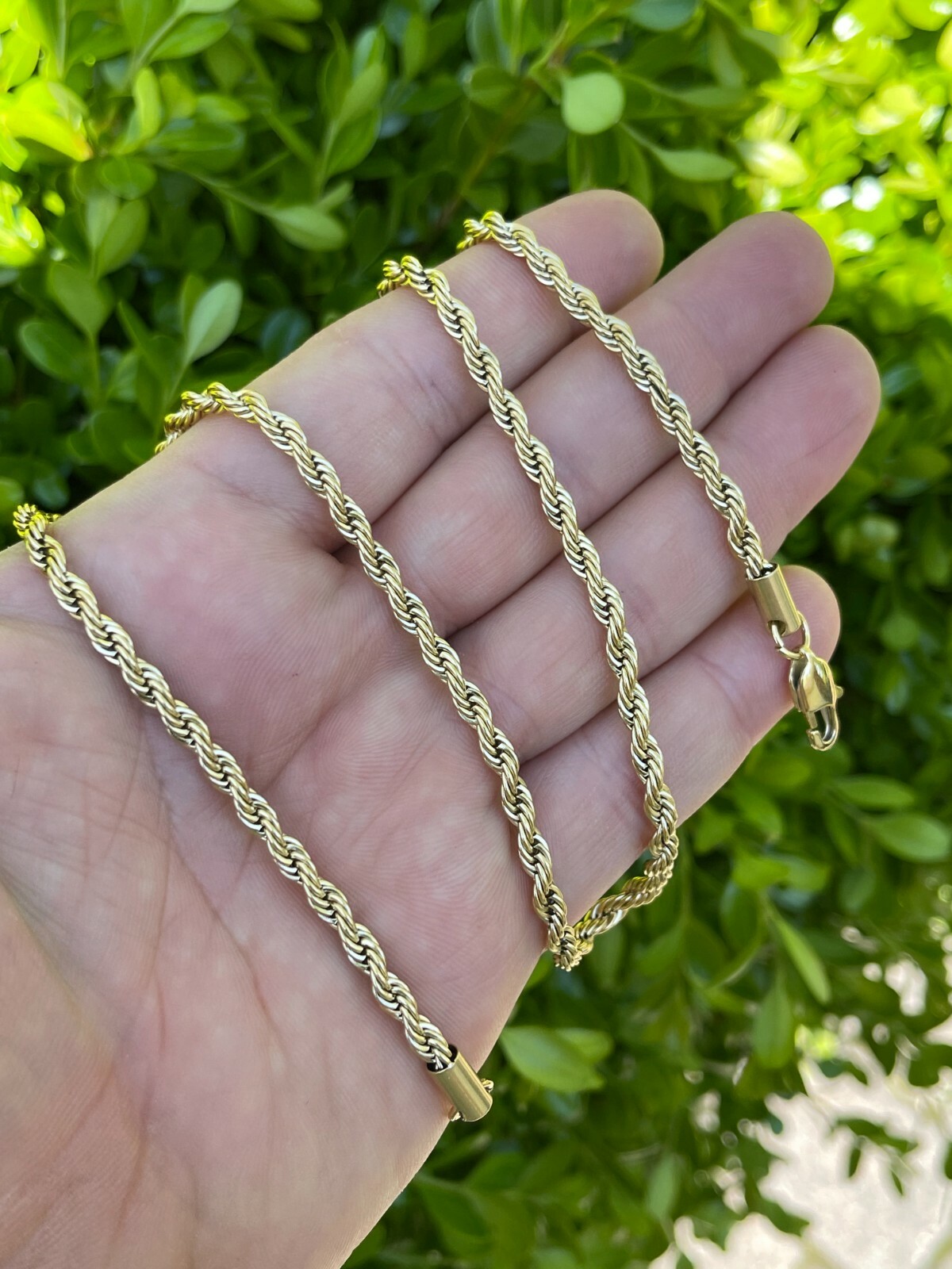 Men’s Real Rope Chain Necklace 14k Gold Plated Stainless Steel – 2mm-6mm 18-30″
