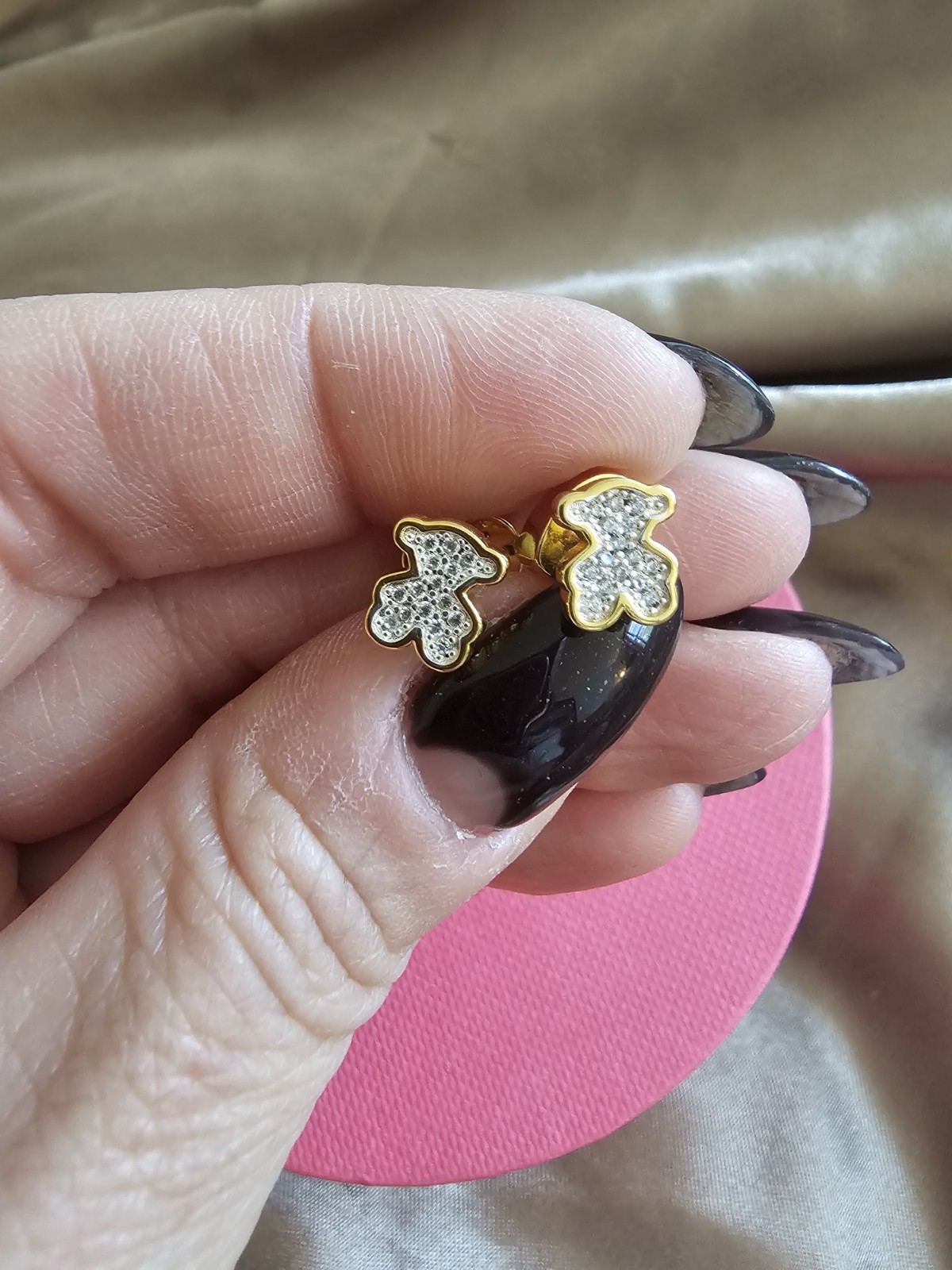 🧡💛💫Last One EARRINGS STUDS TOUS S925 VERMEIL RINESTONE BEAR