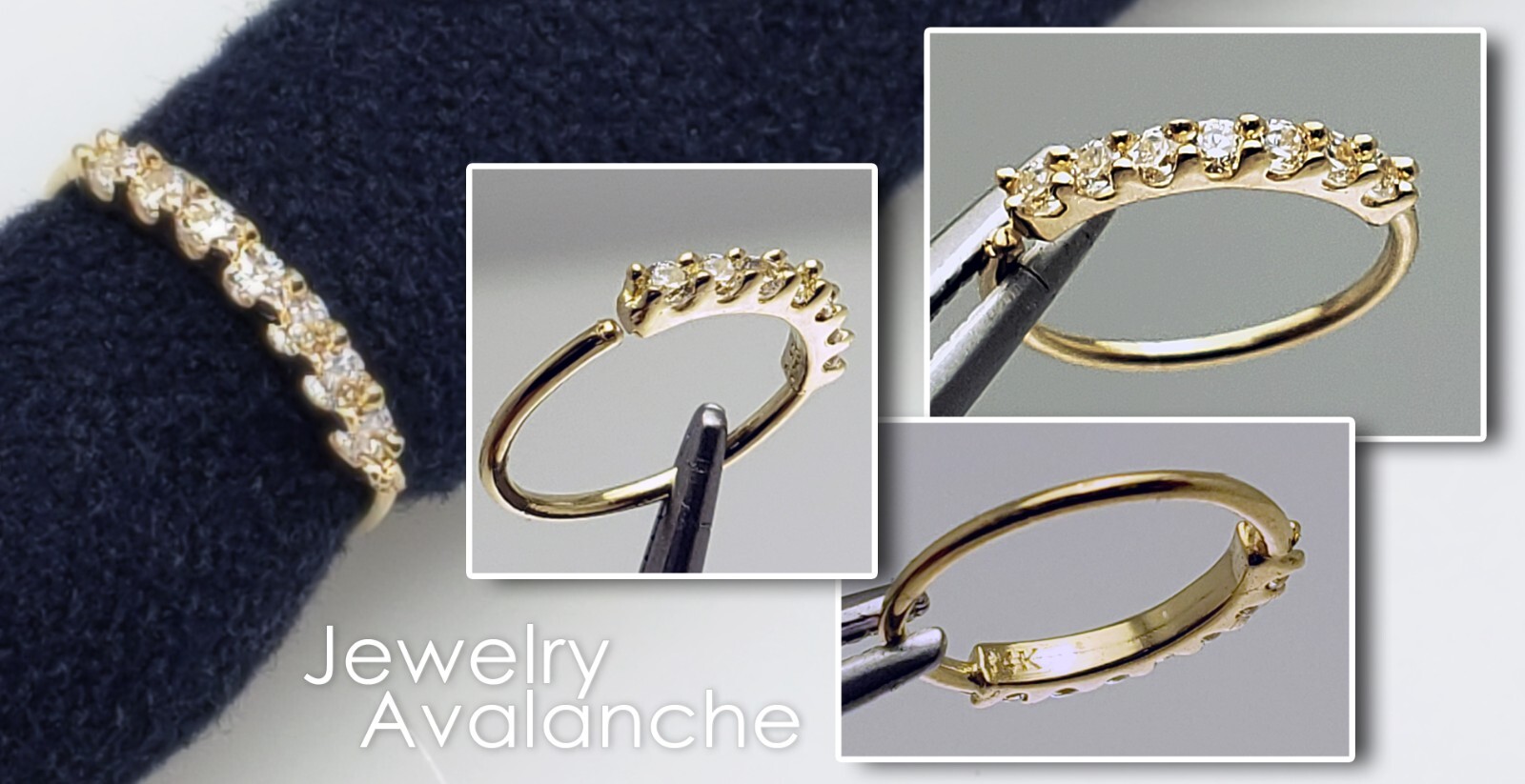 0.07ct Diamond Nose Hoop, Solid 14kt Yellow Gold Nose Ring, 22G