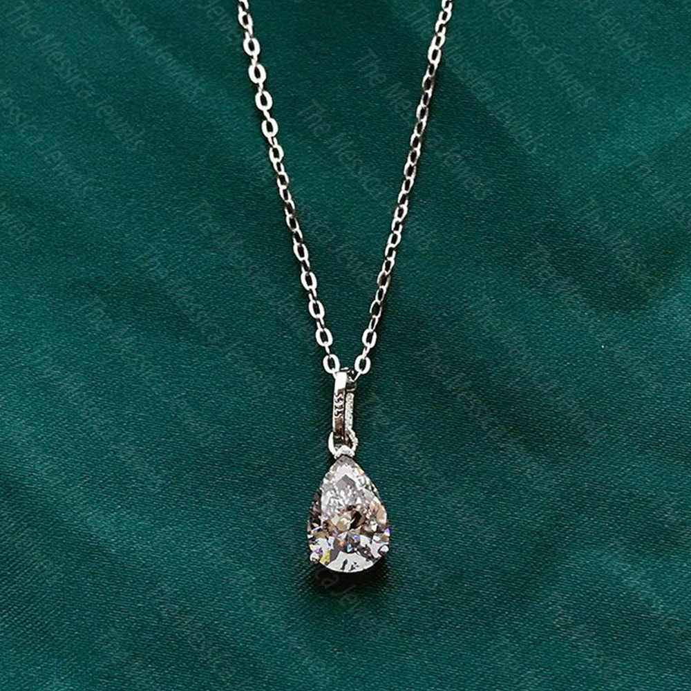 3.20 Ct Pear Moissanite Solitaire Pendant Without Necklace 14k White Gold Plated