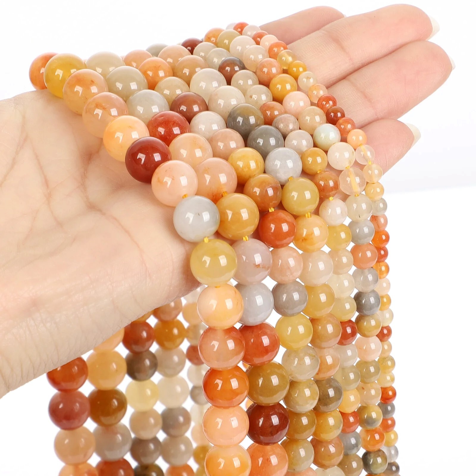 4-12mm Natural Gemstone Golden Silk Jade Round Spacer Beads for Jewelry Making