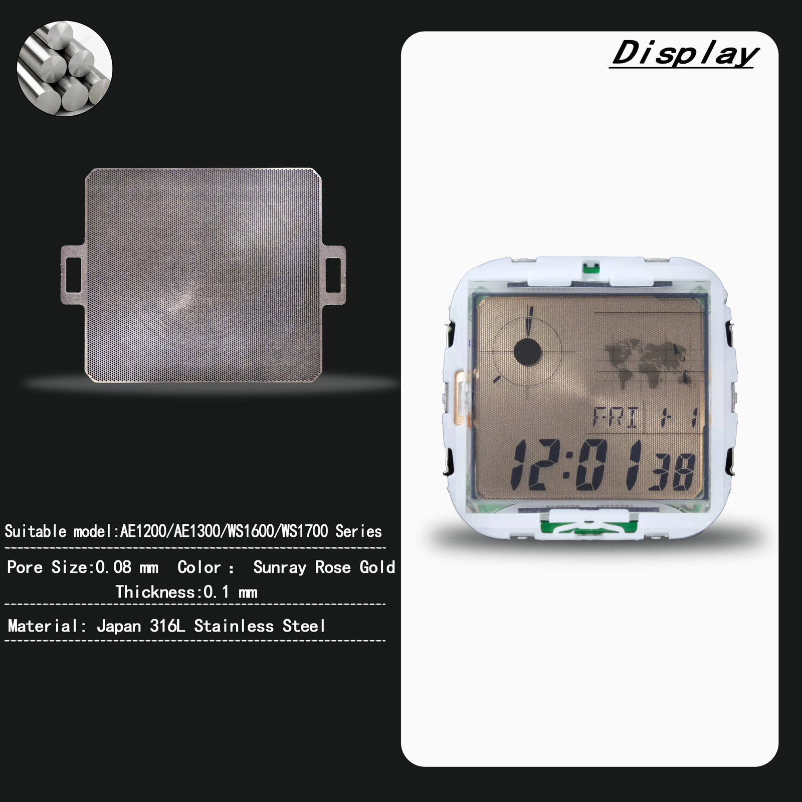 Replacement Watch Case for AE1200 AE1300 316L Steel Mod Kit Compatible with 3299