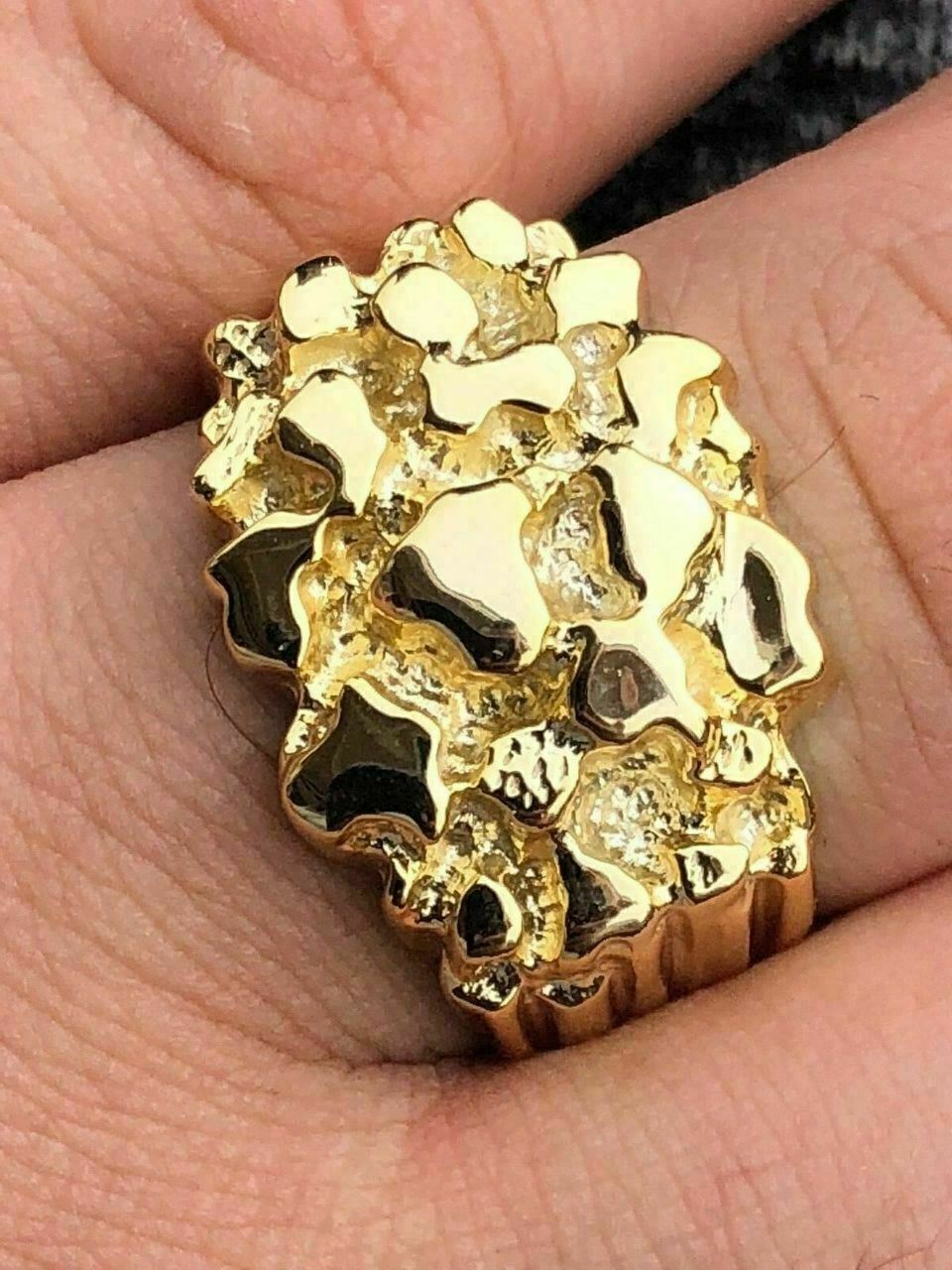 Men’s Solid 10k Yellow Gold Heavy Nugget Ring Size 7 8 9 10 11 12 13 11
