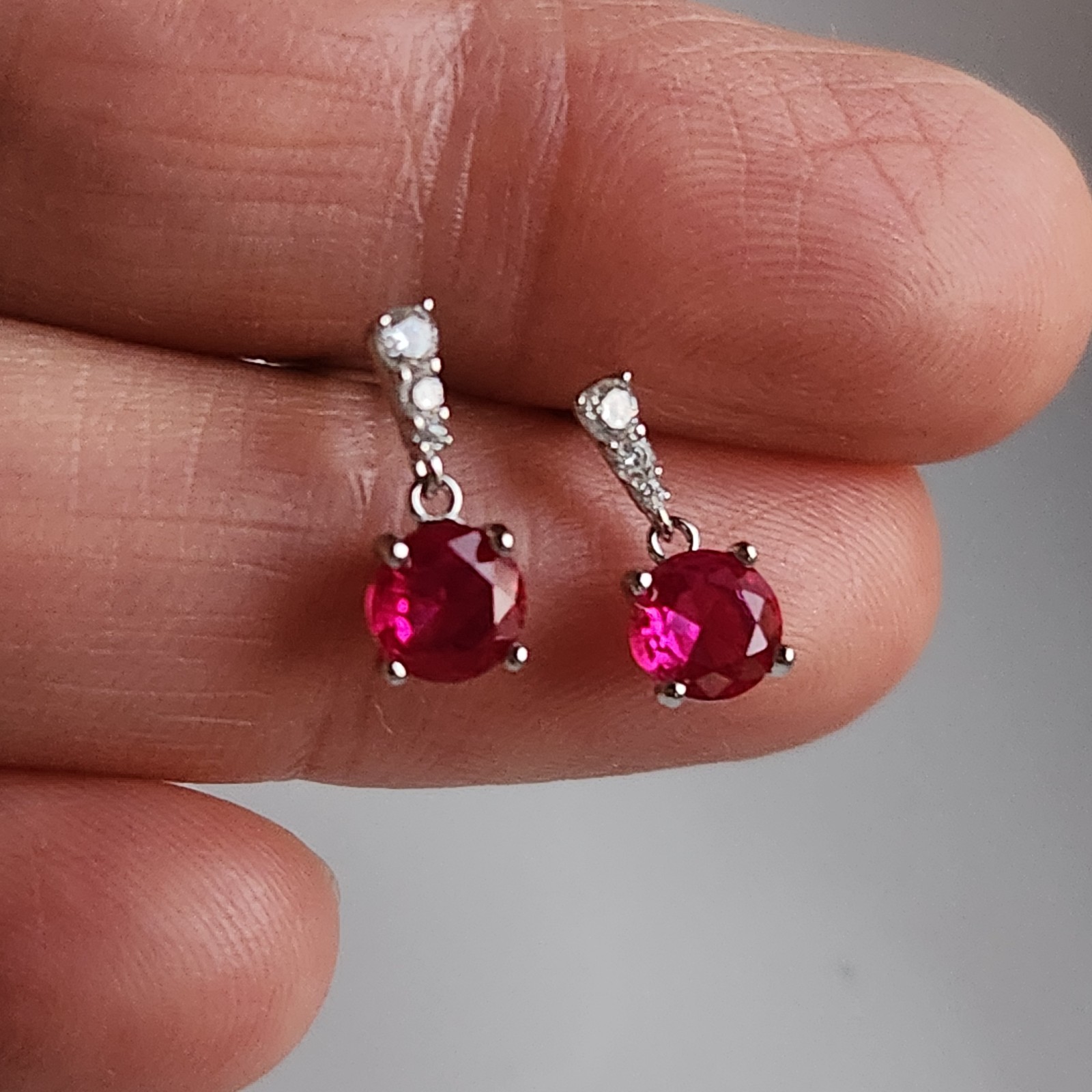 925 Sterling Silver 5mm Ruby SMALL Earrings Gemstone for Girls
