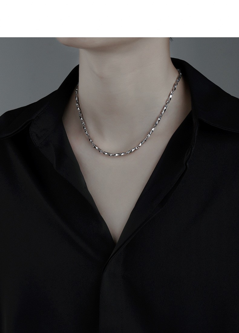 Stainless Faceted Oval Link Chain Necklace Unisex Minimalist Layering Chain