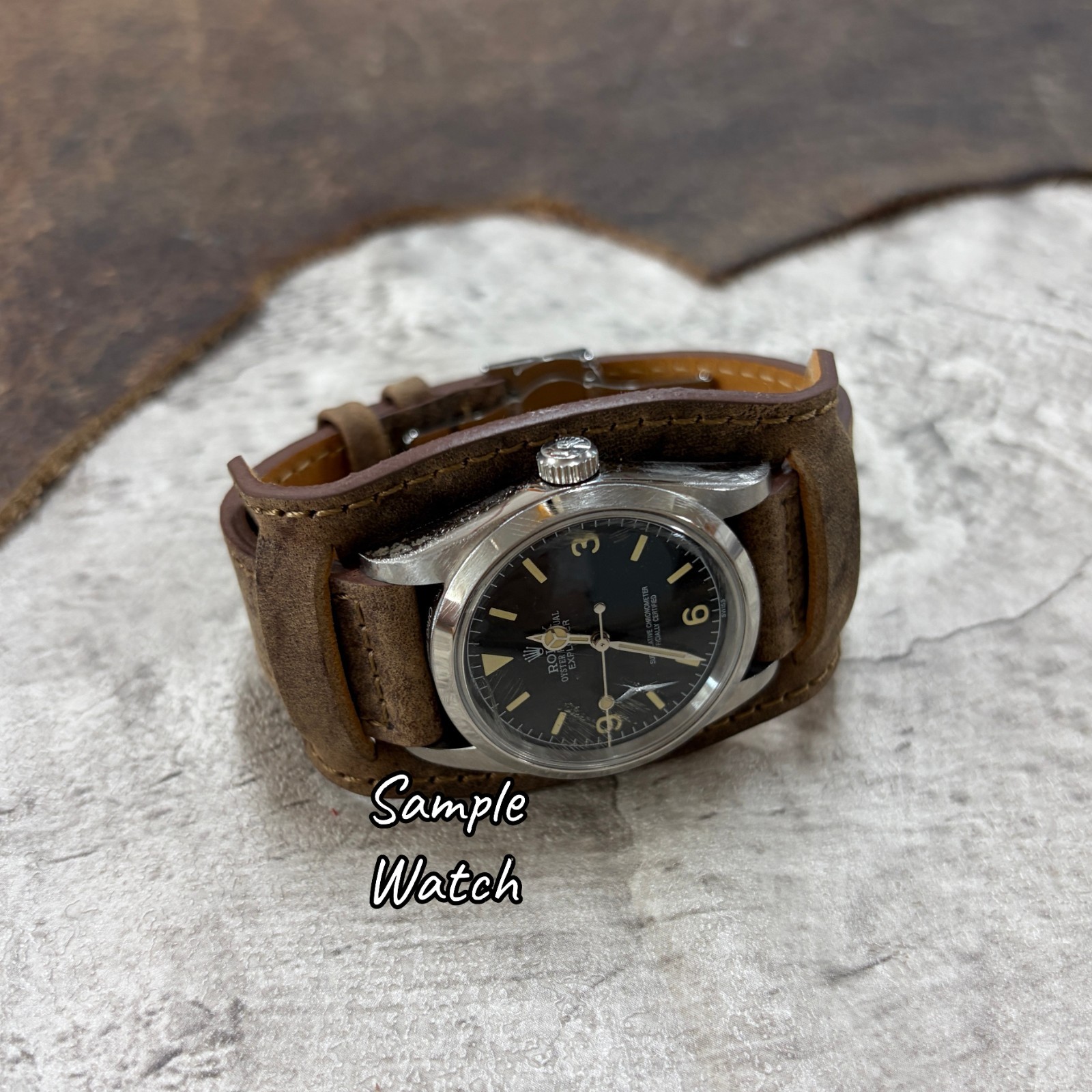 Deployment Buckle Bund Style Vintage Leather Watchband Strap 18/20/22mm #94H
