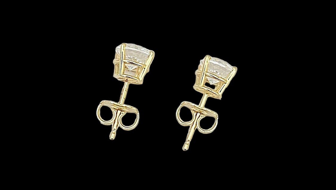 2.00 Ct Round Cut FL/D Lab Created Stud Earrings 14k Solid Yellow Gold Push Back
