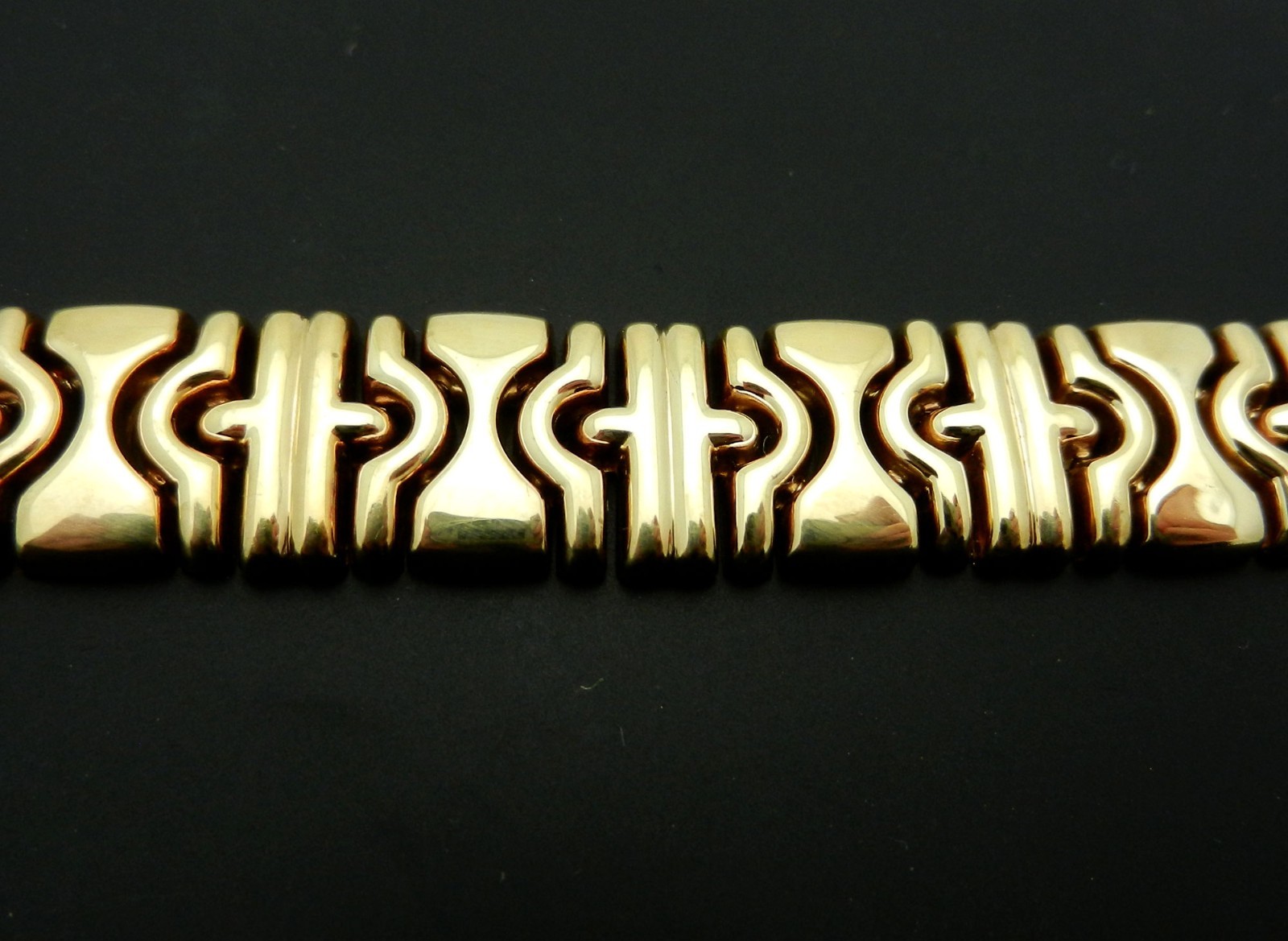 Beautiful 14k Yellow Gold FANCY Link Bracelet Made in Italy 7″ lg 28.5 grams