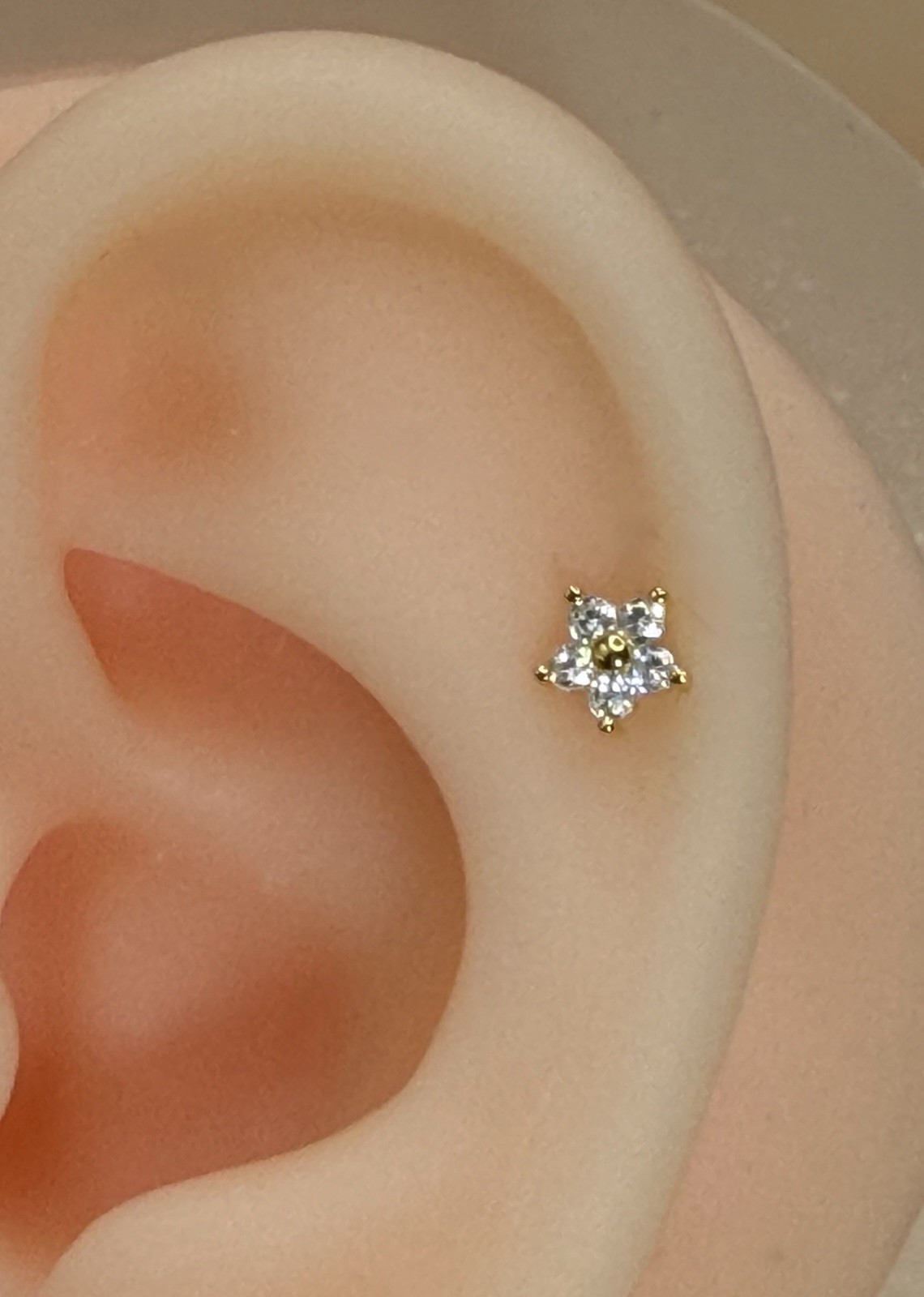 Sterling Silver 925 Cubic Zirconia Ear Threadless Flat Back Labret 16g 1.2mm