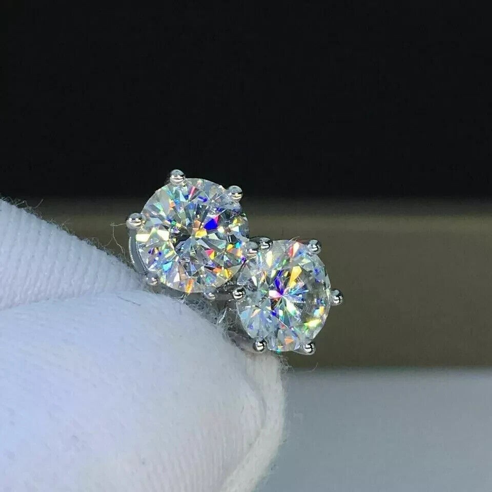2.0Ct Lab Created Round Diamond Solitaire Stud Earrings 14K White Gold Plated