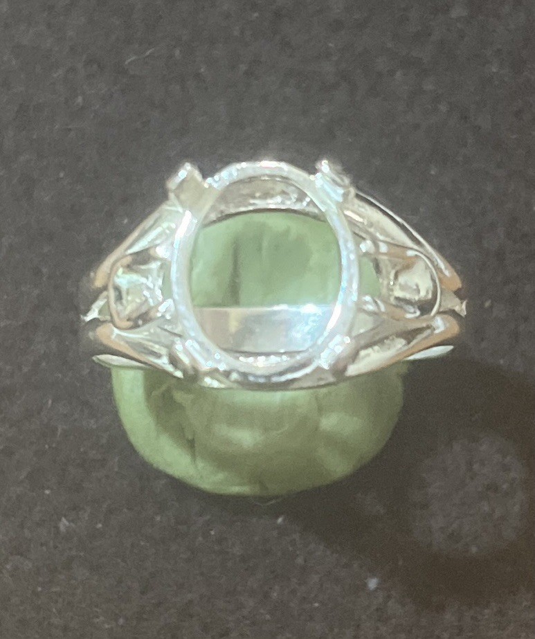 12x10mm Sterling Silver Oval Cabochon Ring Mount Size 10.5