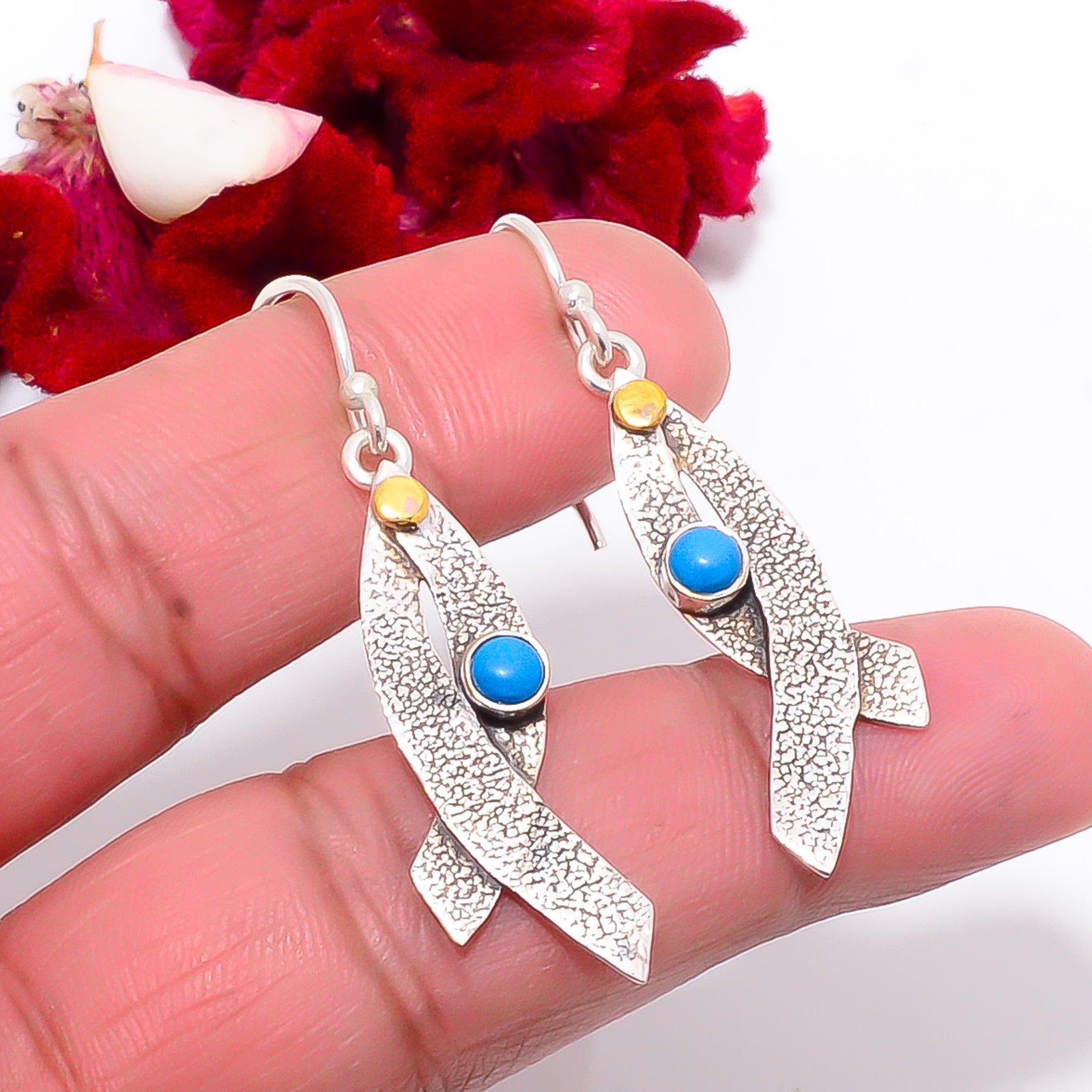 Sleeping Beauty Turquoise 925 Sterling Silver Handmade Earring 1.95″ Sku51