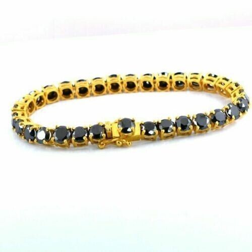 10Ct Round Cut Lab Created Diamond Tennis Bracelet 14K Yellow Gold Plated Sliver