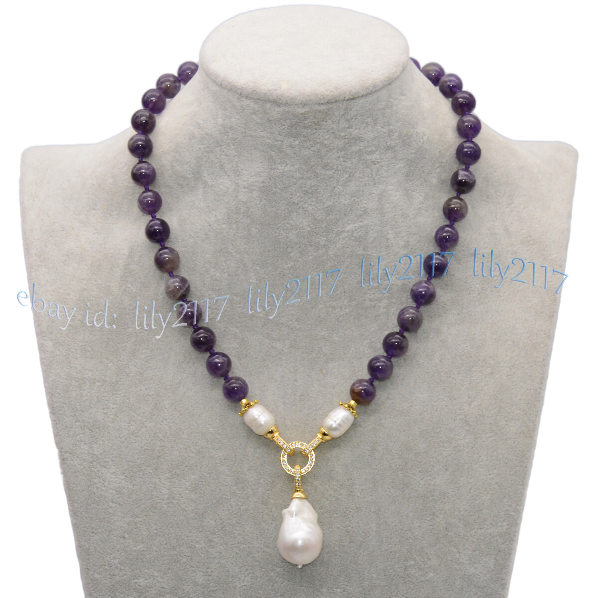 Natural Purple Amethyst Beads White Keshi Baroque Pearl Pendant Necklace 14-32”