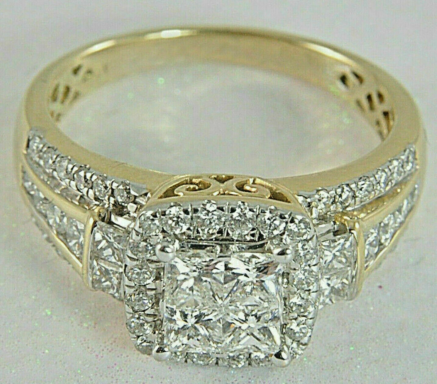 3Ct Lab Created Diamond Engagement Ring Solid 14K Yellow Gold Finish
