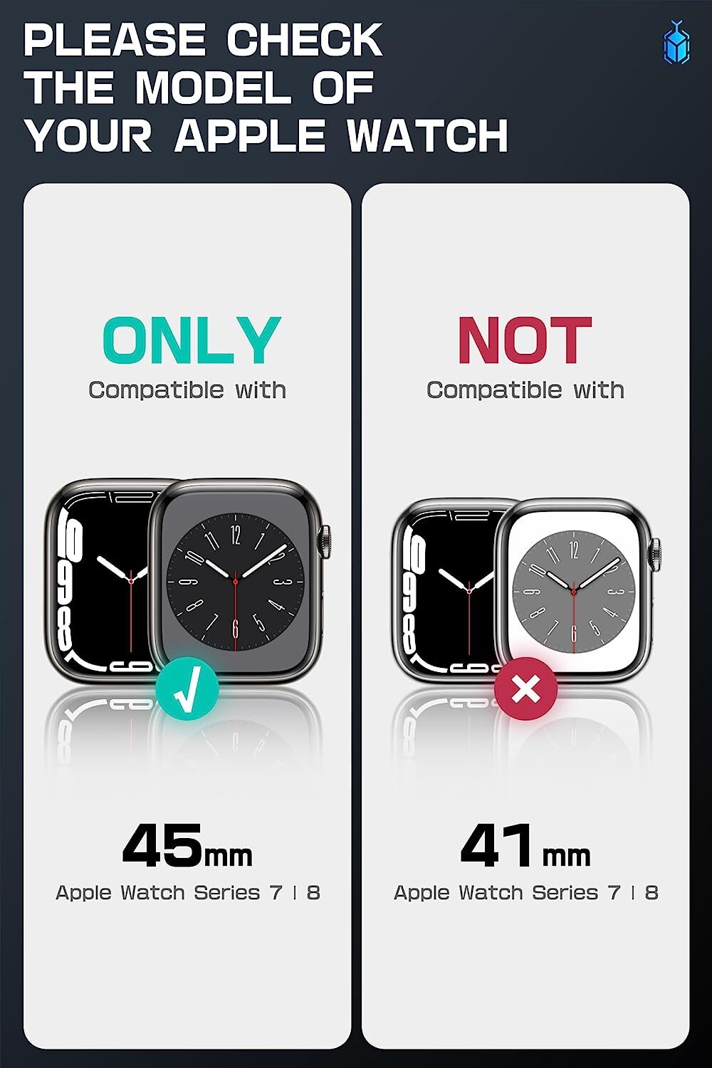 SUPCASE Screen Case Wristwatch Bands For Apple Watch 8/7/6/5/4/SE [45/44mm]