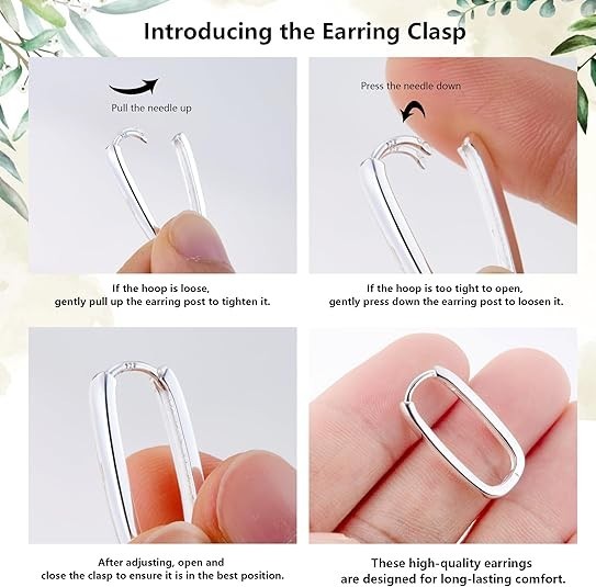 14K Gold Plated Sterling Silver Rectangle Hoop Earrings 12x23mm Lightweight Jewe