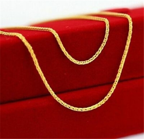 18K Solid Gold Wheat Chain Necklace For Women 18”L GUARANTEED 18KT PURE GOLD