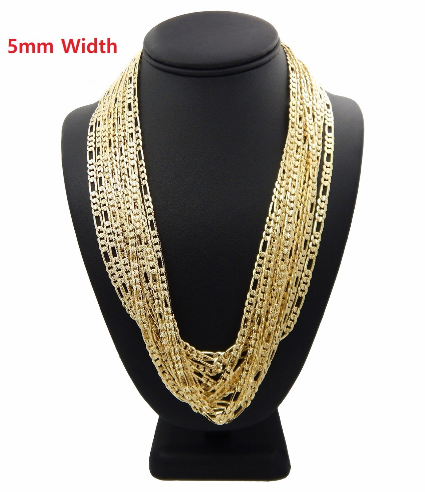 Mens 5mm Italian Figaro Link Chain Diamond Cut 12 Piece 8″ 20″ 24″ Wholesale