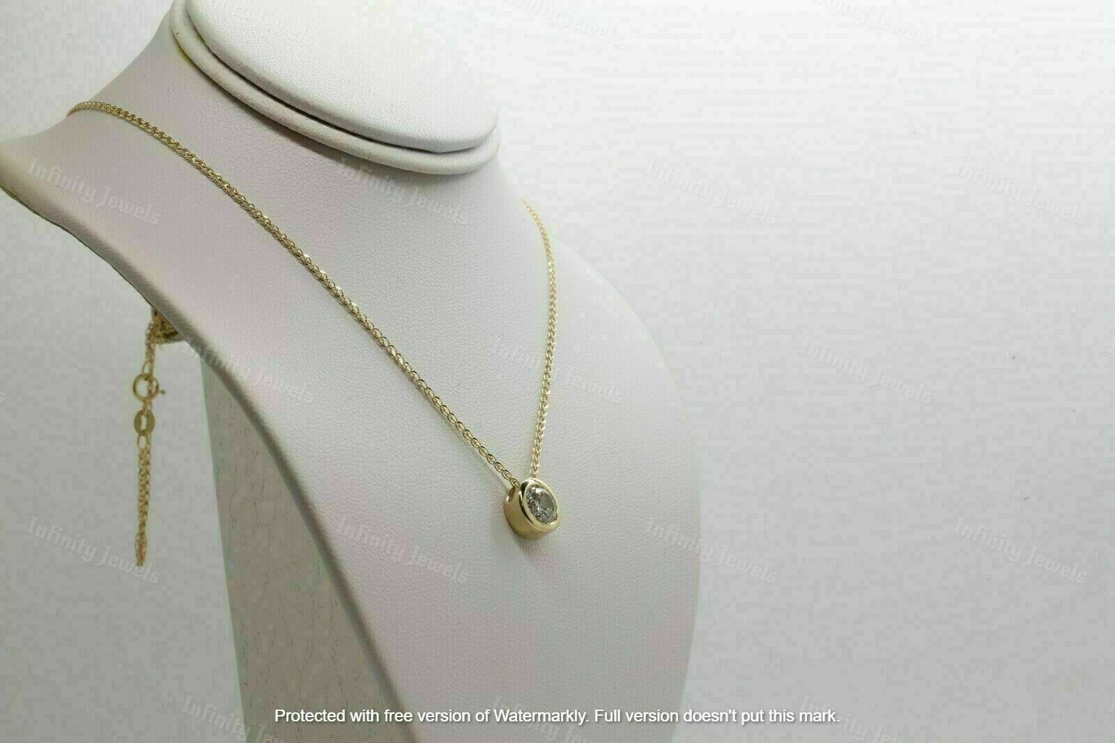 2.00Ct Round Diamond Solitaire Bezel Set Pendant Necklace 14K Yellow Gold Finish