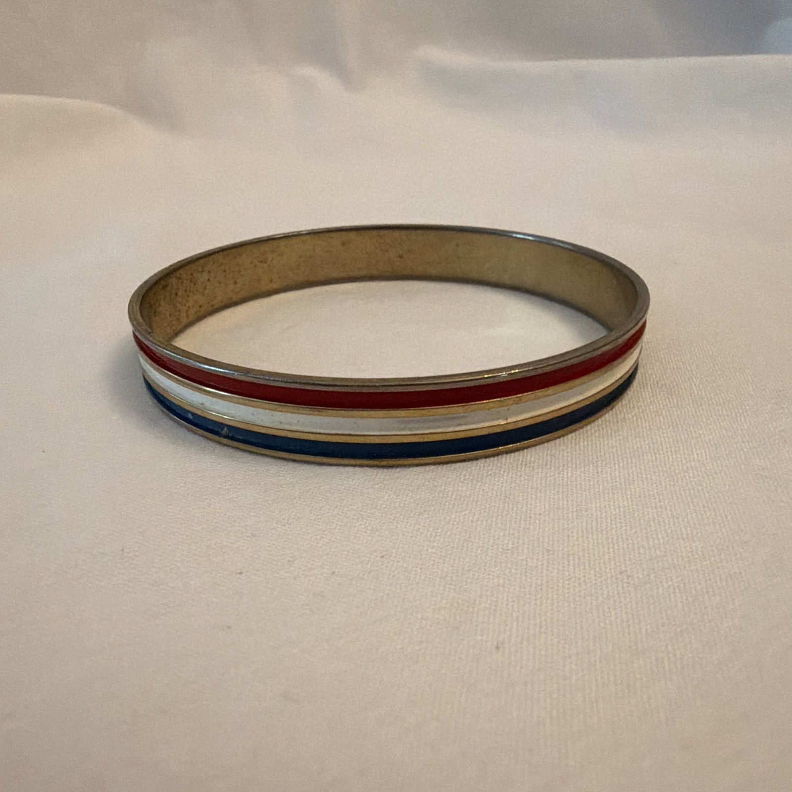 Multicolor Striped Metal Bangle Bracelet, Round, No Stone, No Secondary Stone