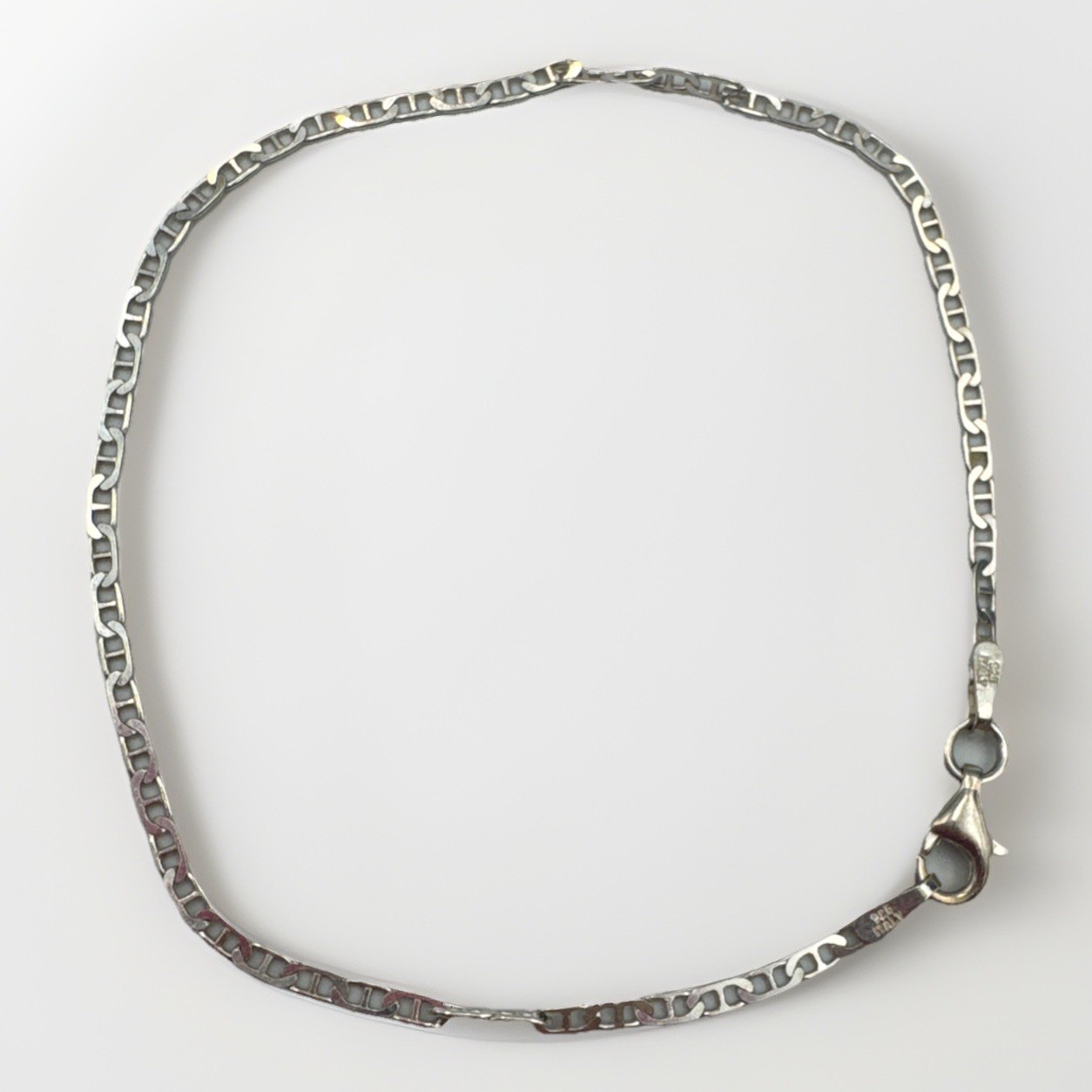 Sterling Silver 925 Italy Marked Mariner Link Chain Sz 7 1/4″ Bracelet 1.4g