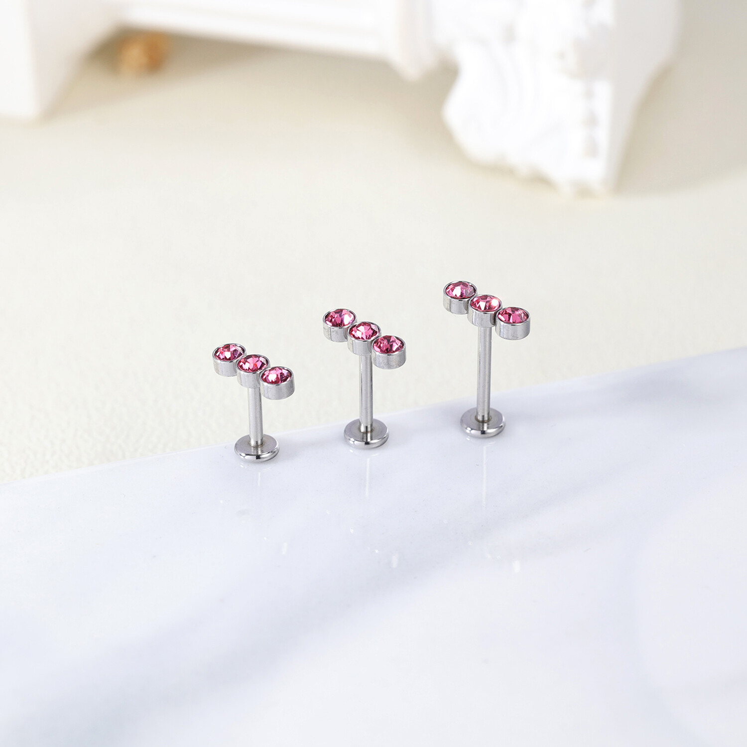 16g Stainless Steel Labret Lip Studs CZ Tragus Earrings Medusa Monroe Piercing
